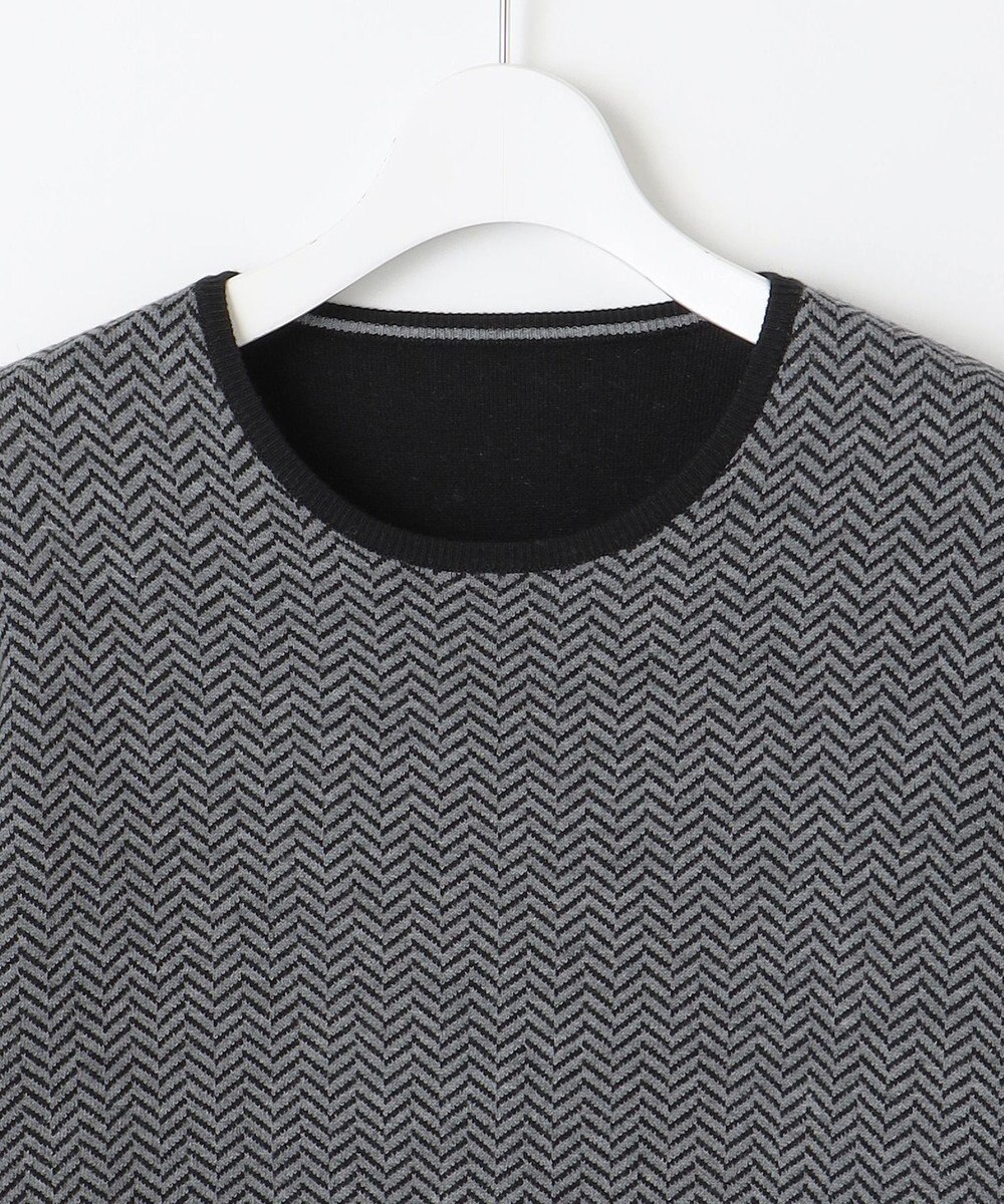 自由区 【WEB限定・マルチウェイ・洗える】ヘリンボーン柄リバーシブルニット セットアップ 