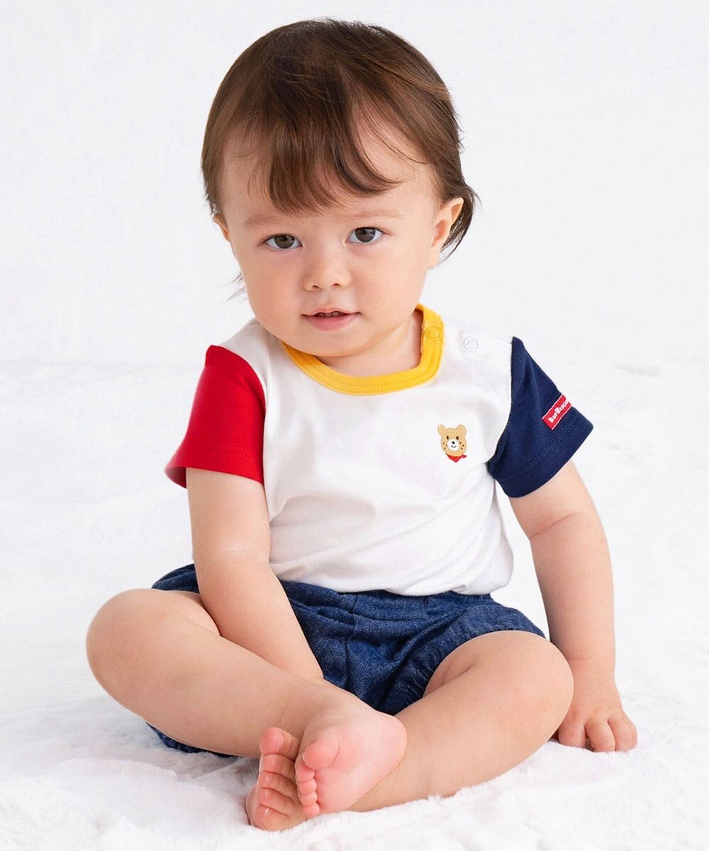 MIKI HOUSE HOT BISCUITS 【70-80cm】【Everyday Series】ワンポイント 半袖ボディシャツ 