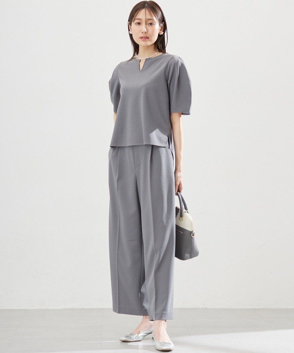 組曲 S 【WEB限定】ジョーゼットジャージーランタンスリーブ5分袖 ブラウス 