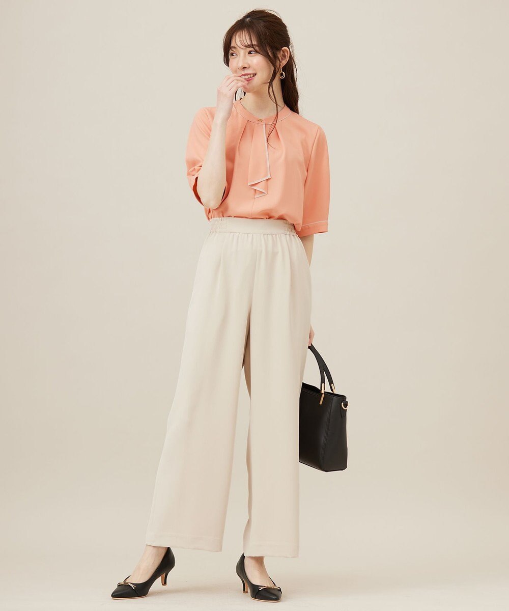 ANY SIS L 【洗える】バイカラーラッフルボウ ブラウス 