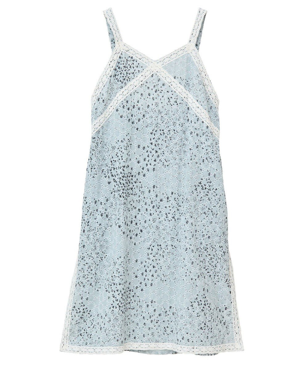 earth music&ecology 花柄プリントボーラー刺繍ミニキャミドレス 