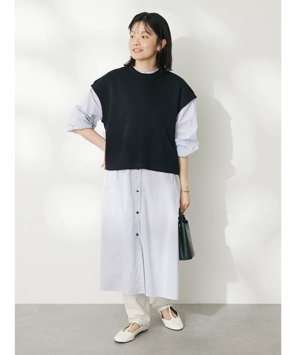 CRAFT STANDARD BOUTIQUE 【洗える】ニットベスト+シャツワンピース-SET 