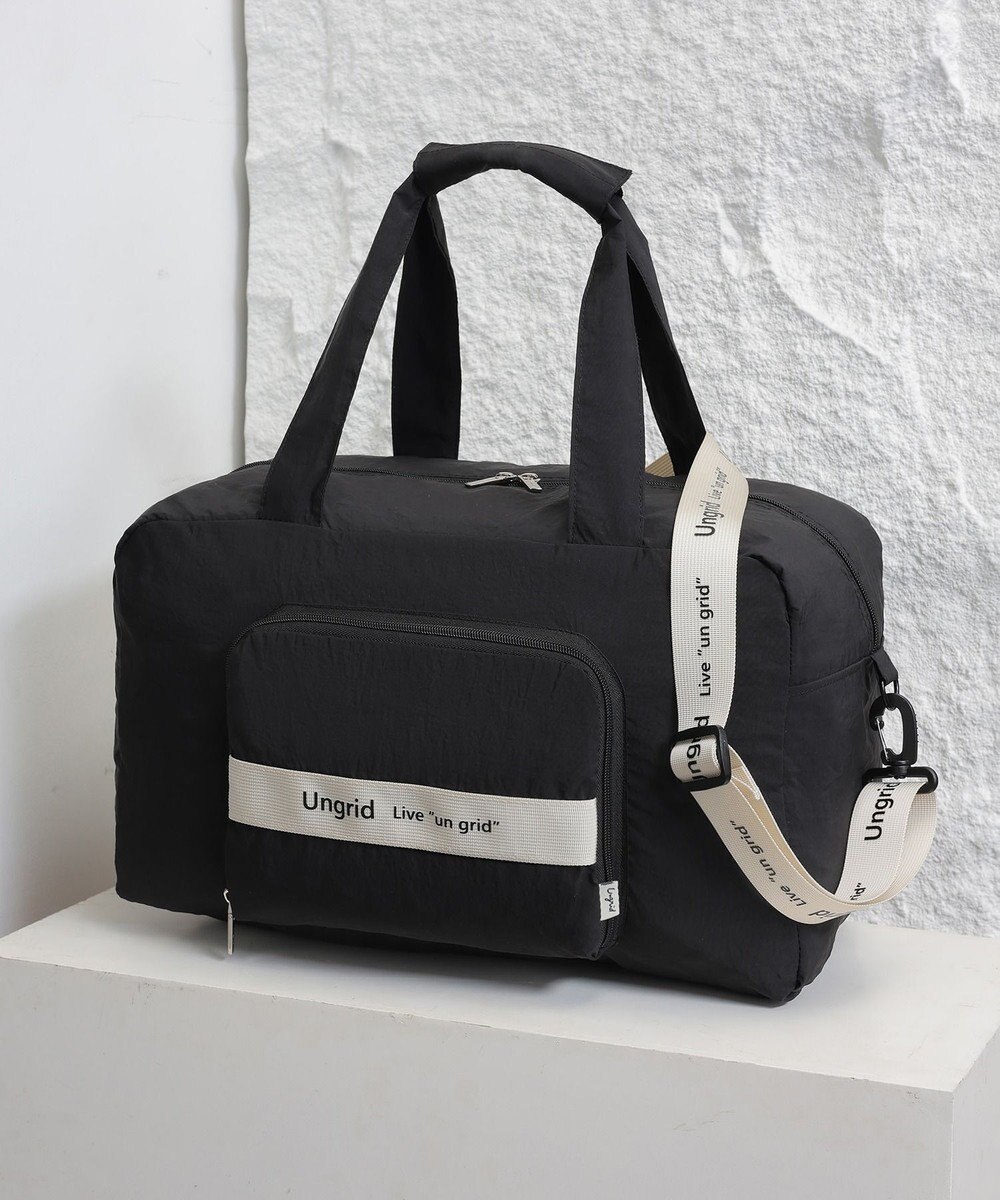 style code 【Ungrid/アングリッド】撥水軽量ソフトナイロン ロゴテープ折り畳みラージ　トラベルボストンバッグ(33L） 