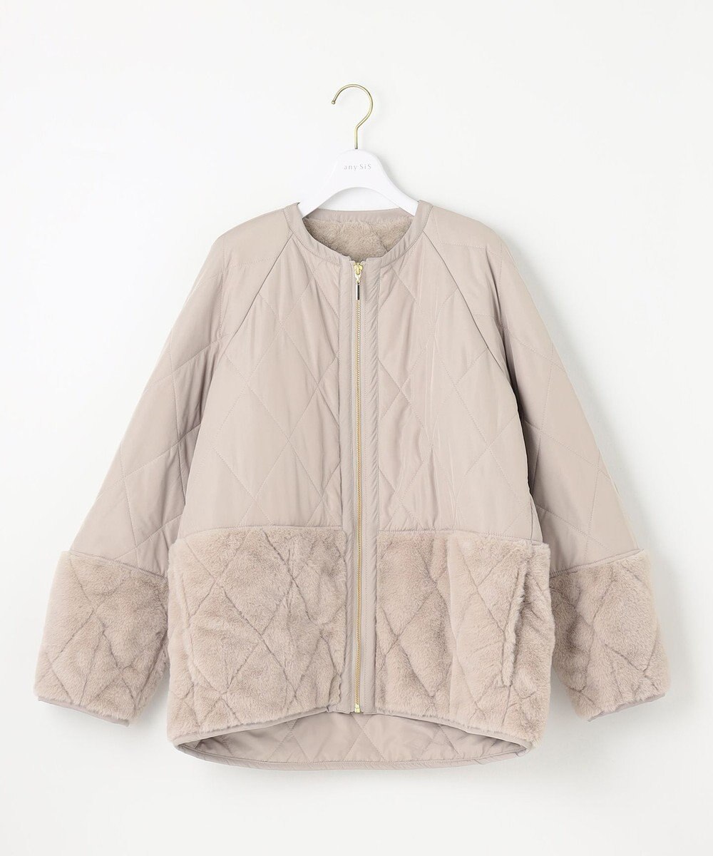 ANY SIS フェイクファーコンビキルティング アウター 