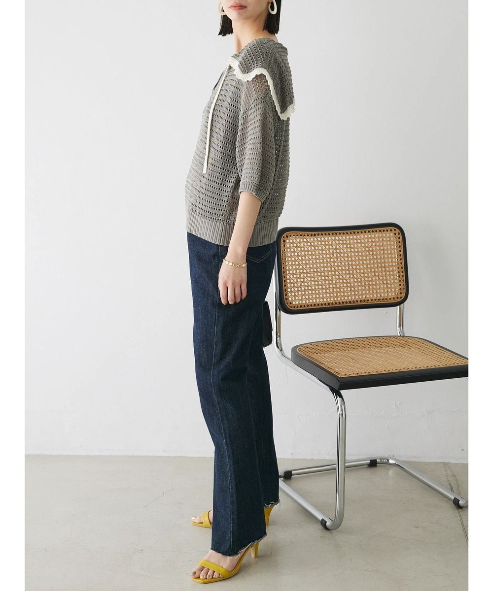 Green Parks クロシェ風セーラーカラーニット 