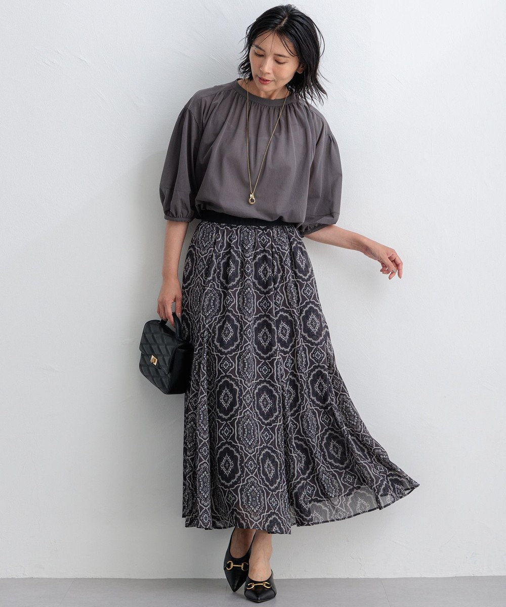 23区 【新色追加/洗える】クリアトリコットジャージー ギャザーデザイン カットソー 