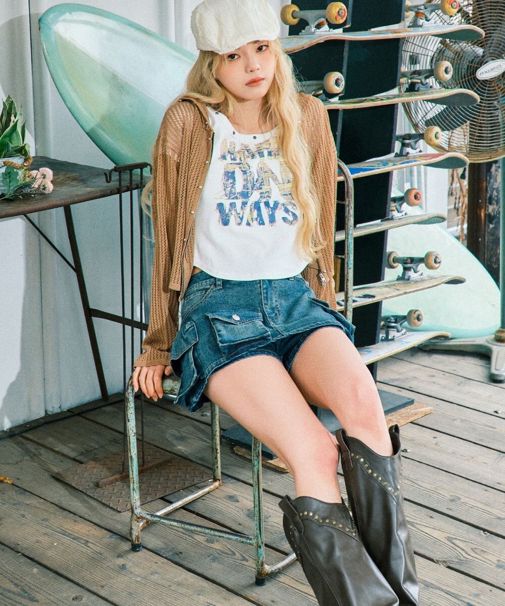 WEGO マルチポケットデニムミニスカパン 