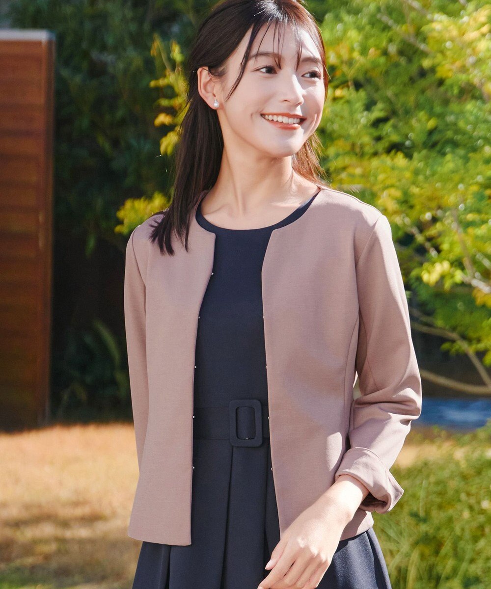 Tiaclasse L 【洗える】ノーカラーポンチジャケット 