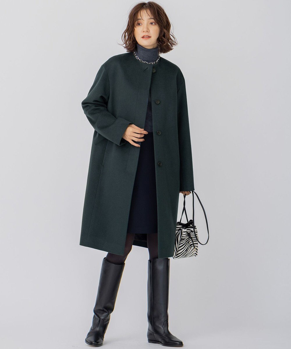 23区 S ウールカシミヤビーバー ノーカラー コート 