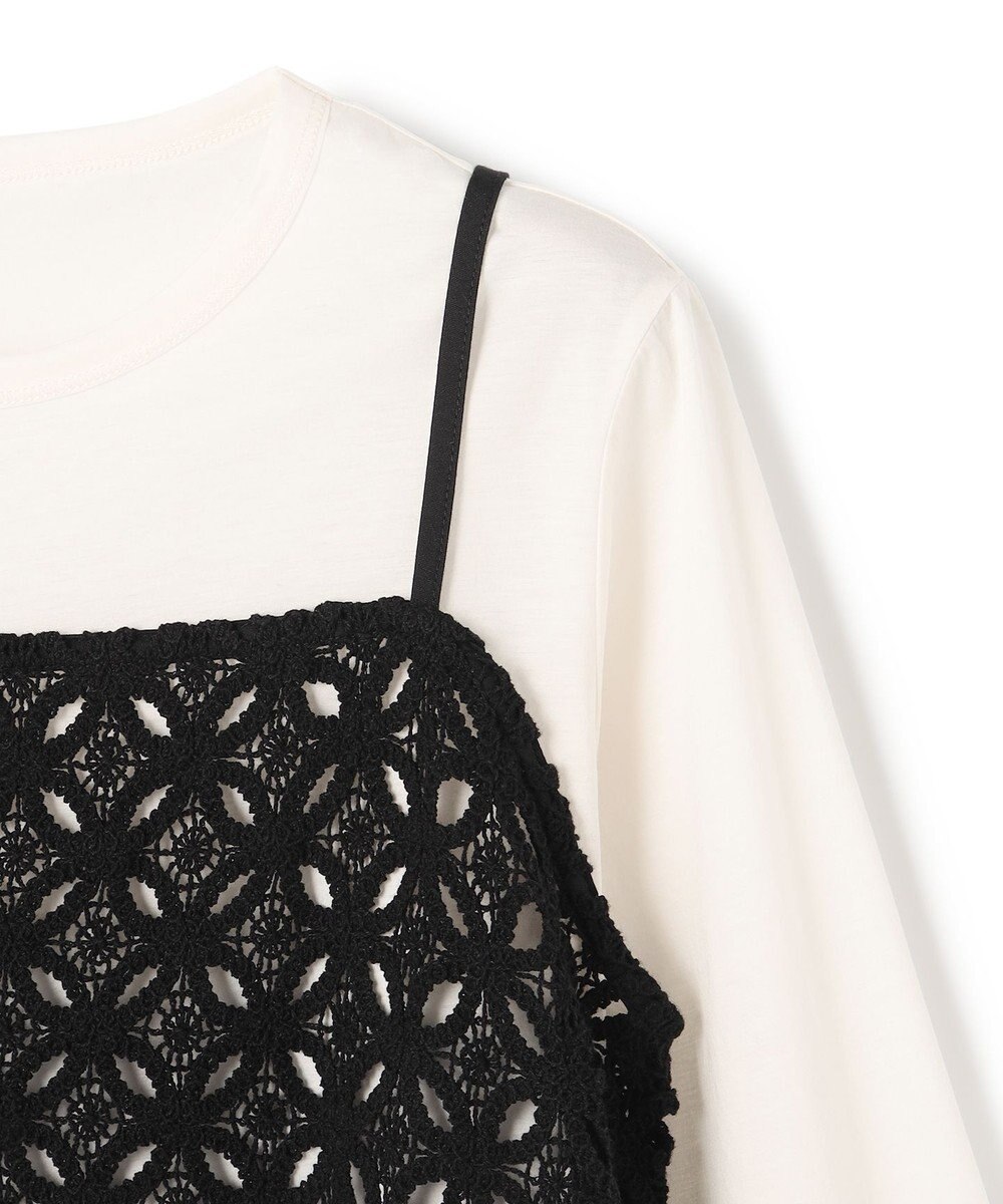 UNFILO 【2点セット】ラッセルレース キャミレイヤード Tシャツ 