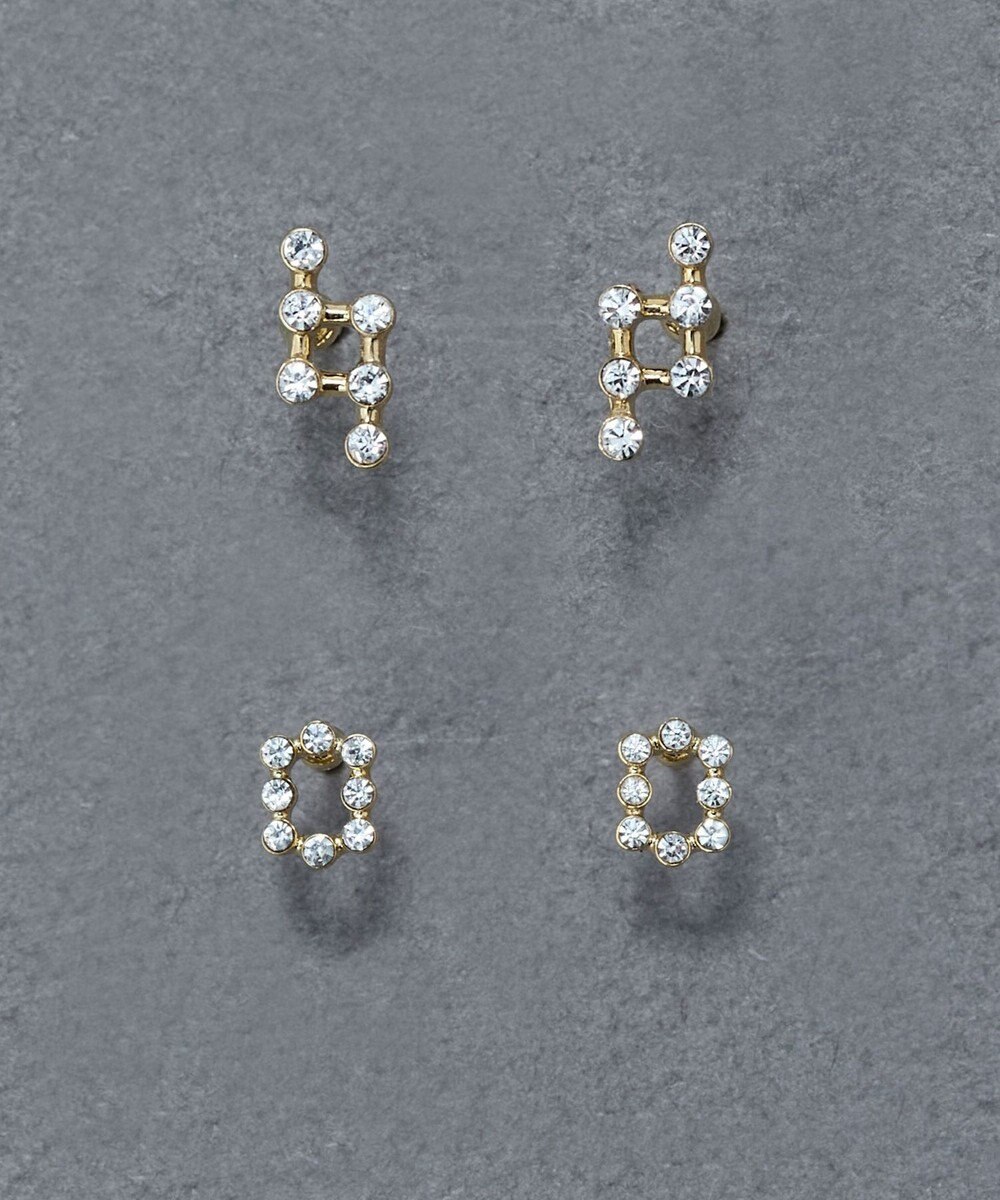 Phoebe 〈金属アレルギー対応〉タイニーレクタングルビジューピアス　小粒/小さい/小さめ/セカンドホール 