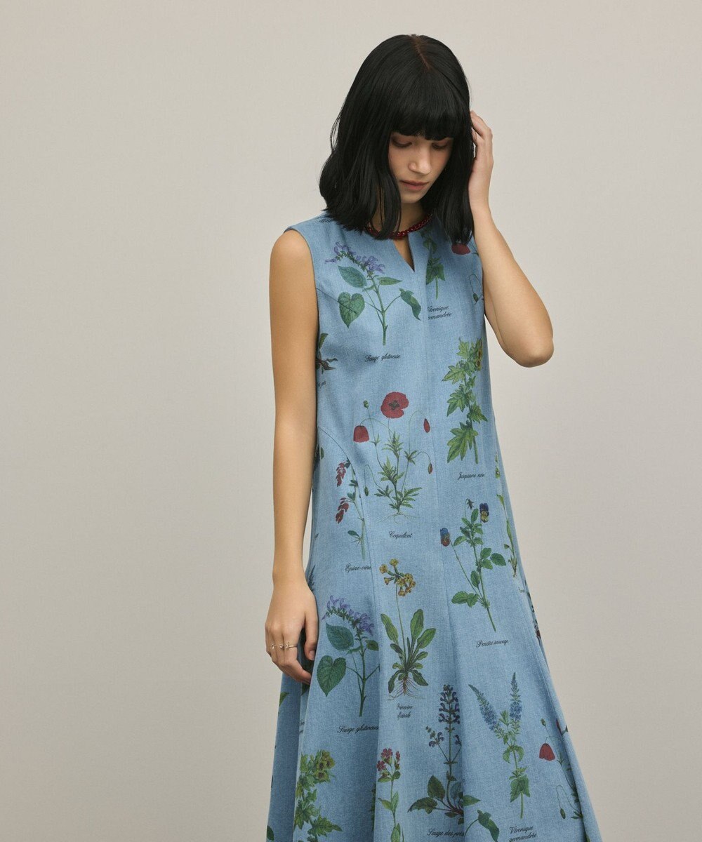 GRACE CONTINENTAL ボタニカルプリントフレアワンピース 