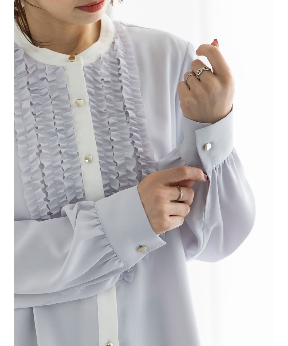 Te chichi フロントフリルバイカラーブラウス 