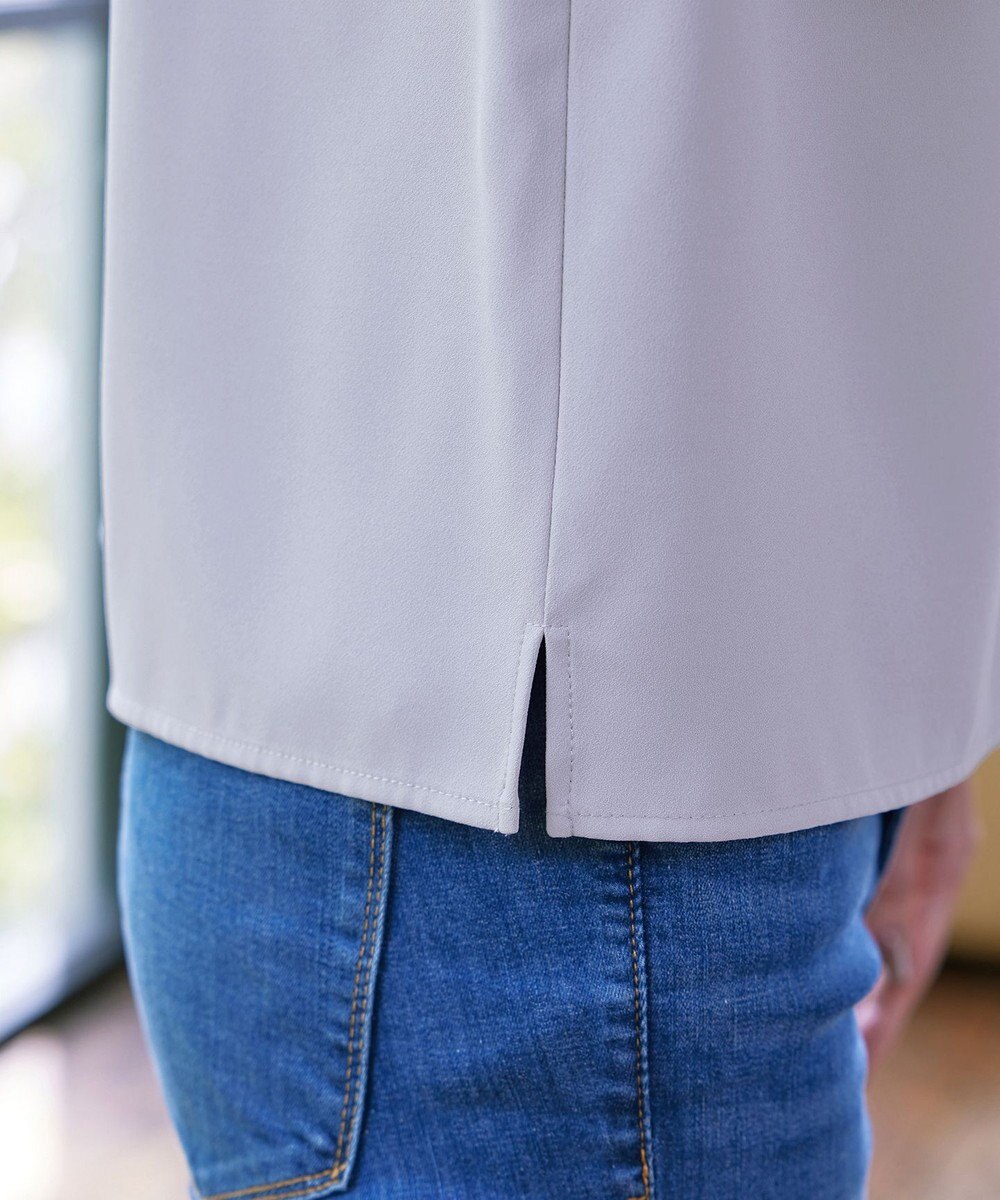 Tiaclasse L 【新色追加・洗える】フロントタック配色ブラウス 