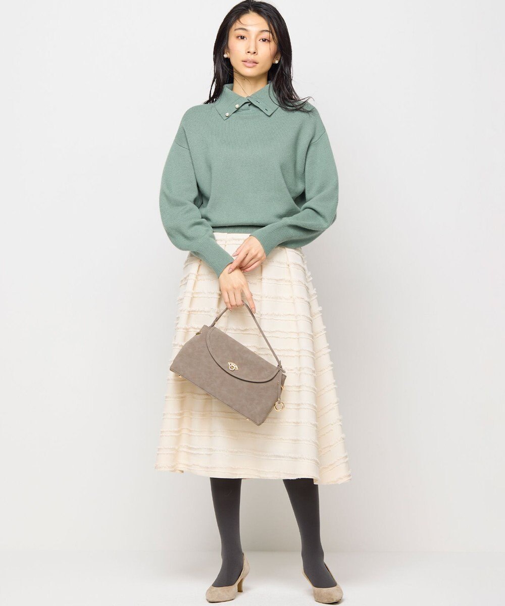 組曲 【WEB限定】ボーダーカットジャカード フレアスカート 