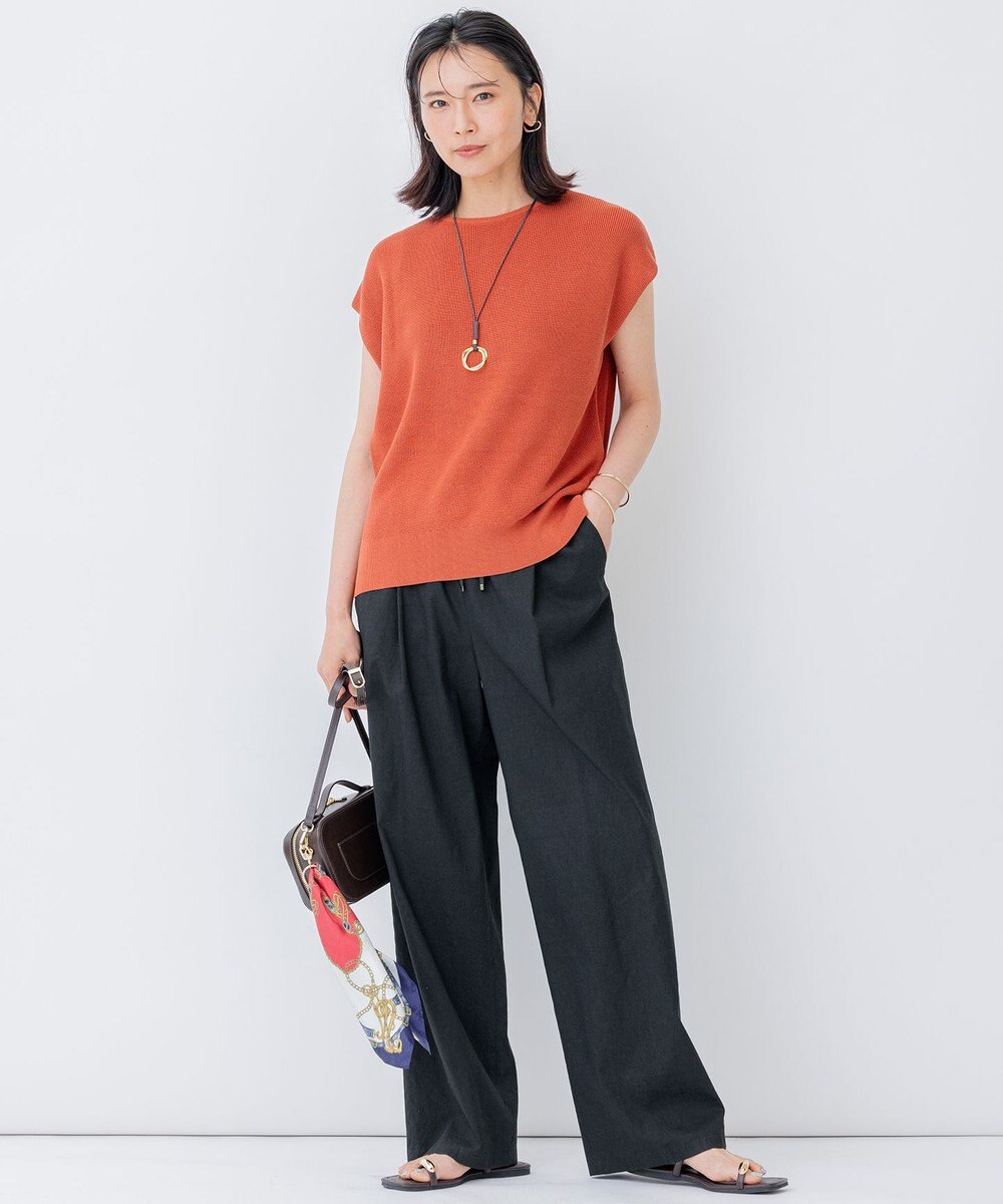 23区 L 【STORY7月号掲載/洗える】リネンヴィスコースストレッチ ドロスト パンツ 