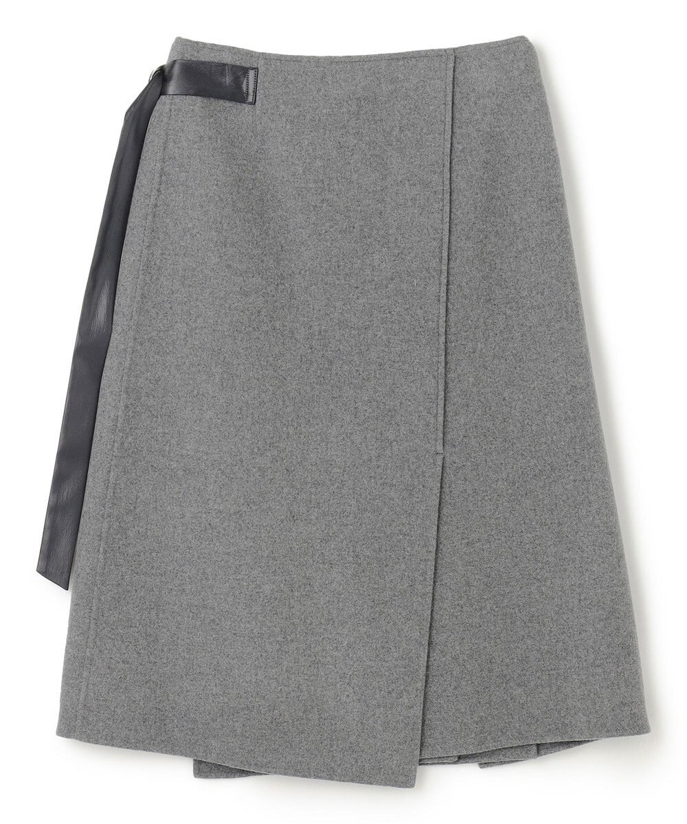 BEIGE， GRASSE / サテンベルト付きリバーラップスカート 