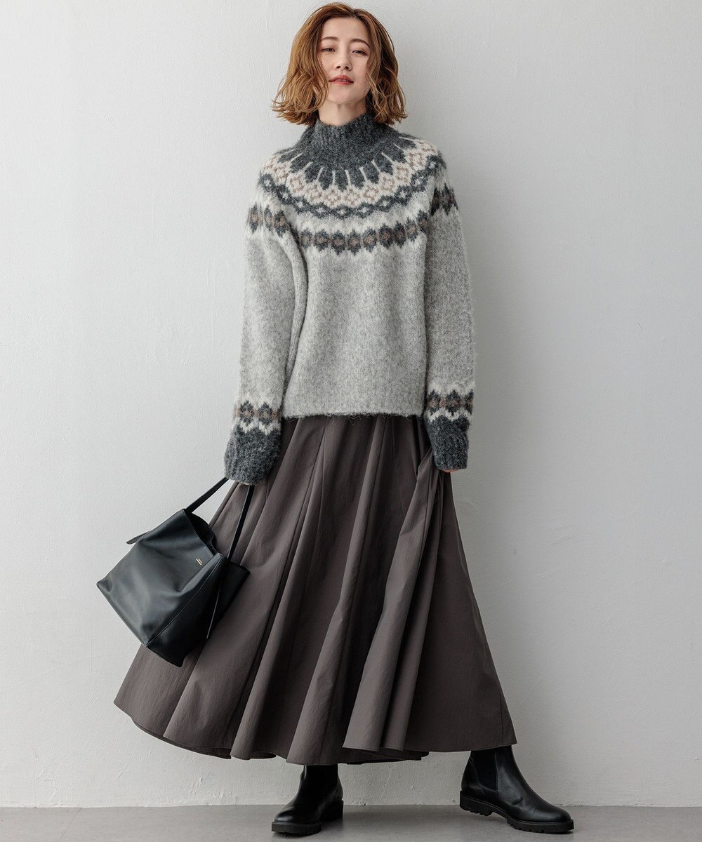 23区 L シャギージャガード タートルネック ニット 