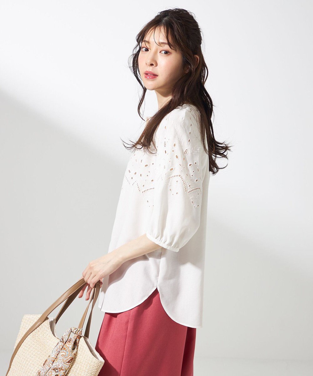ANY SIS S 【洗える】カットワークエンブロイダリー ブラウス 