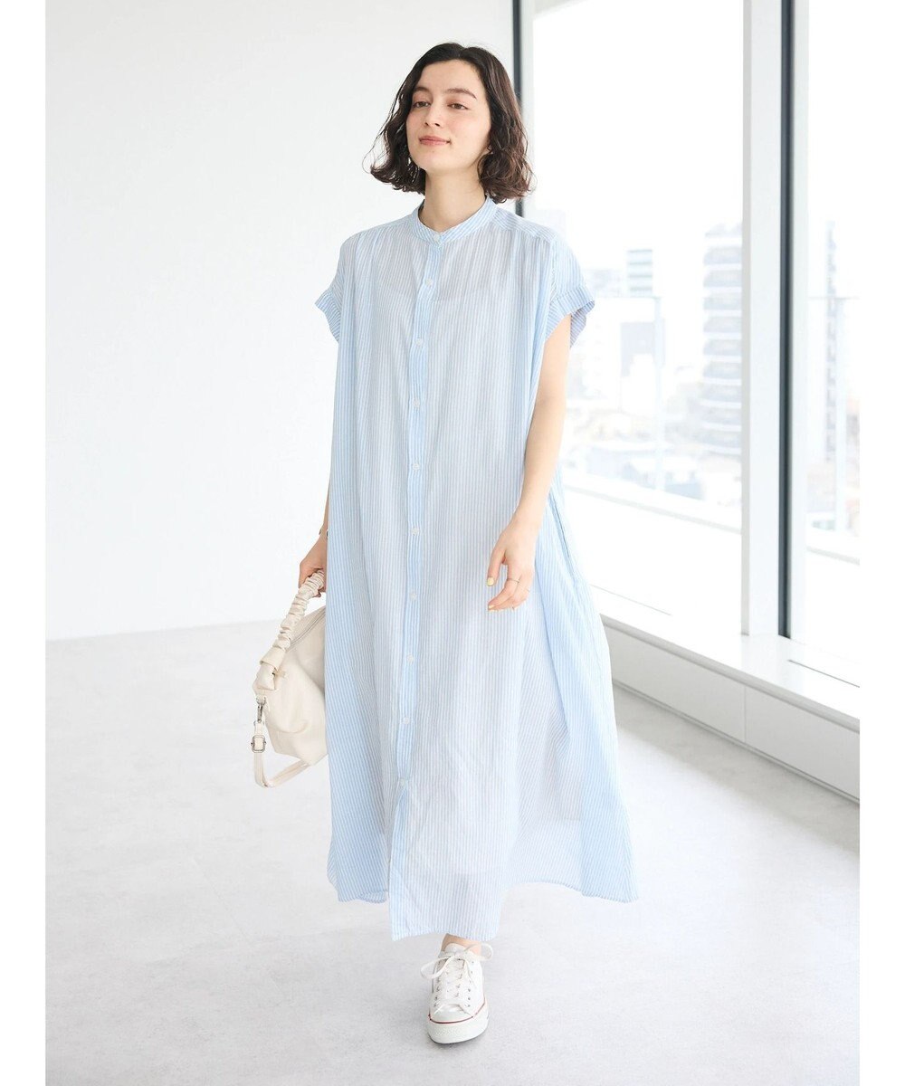 CRAFT STANDARD BOUTIQUE インド綿バンドカラーワンピース 