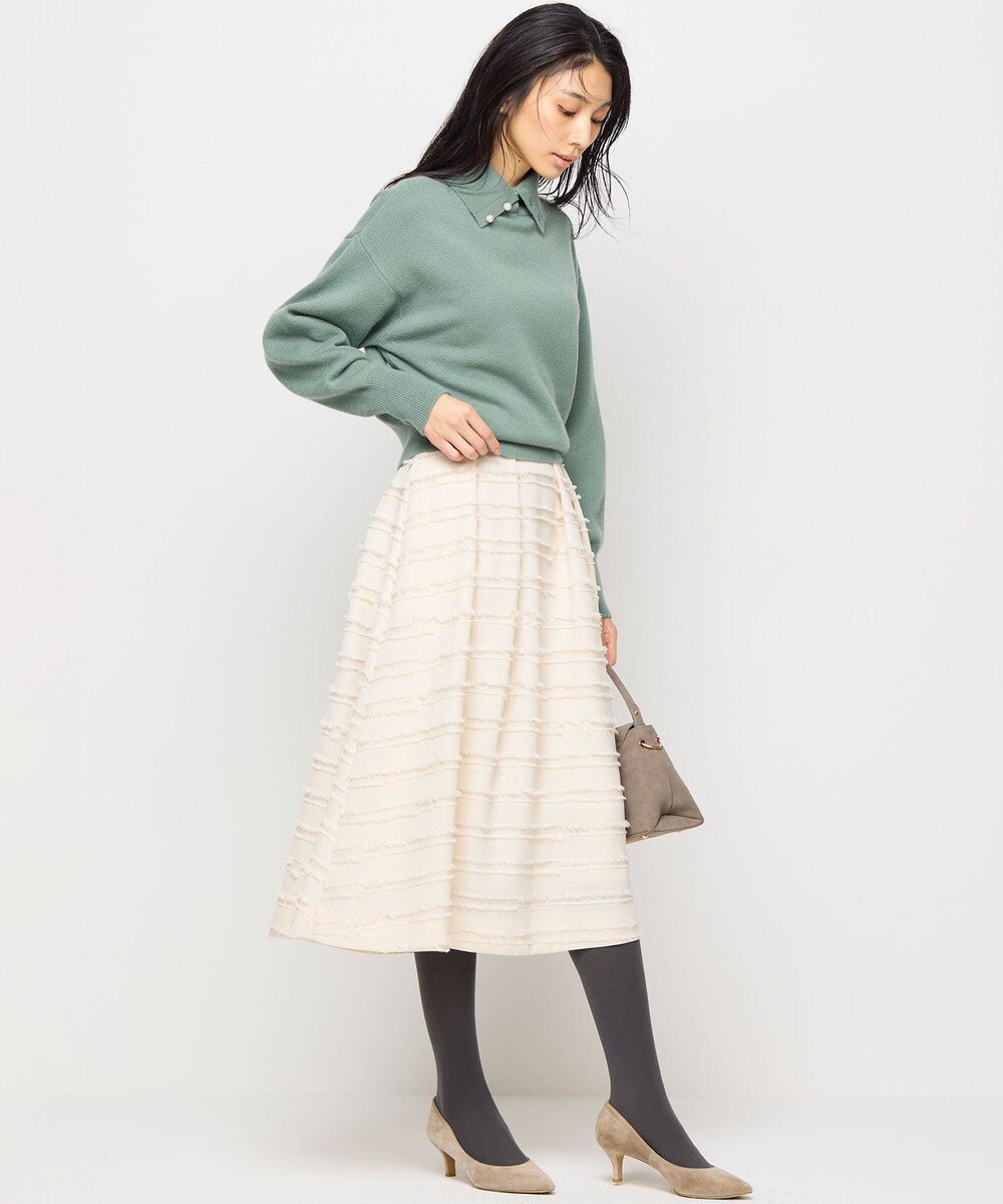 組曲 【WEB限定】ボーダーカットジャカード フレアスカート 