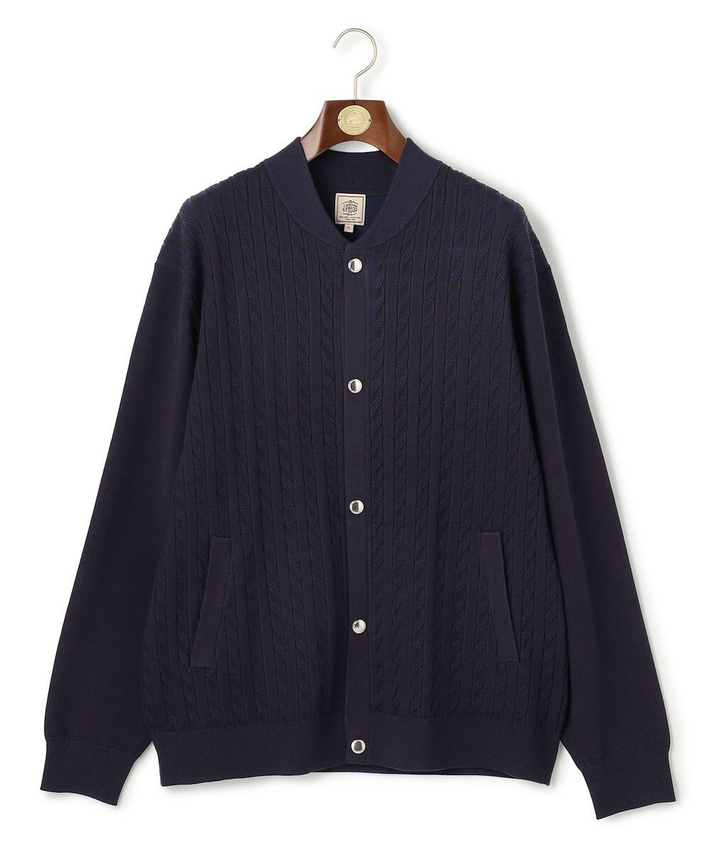J.PRESS MEN 【KING SIZE】【ストレッチ / イージーケア】【FLEX YARN】ケーブルニット ブルゾンライク カーディガン 