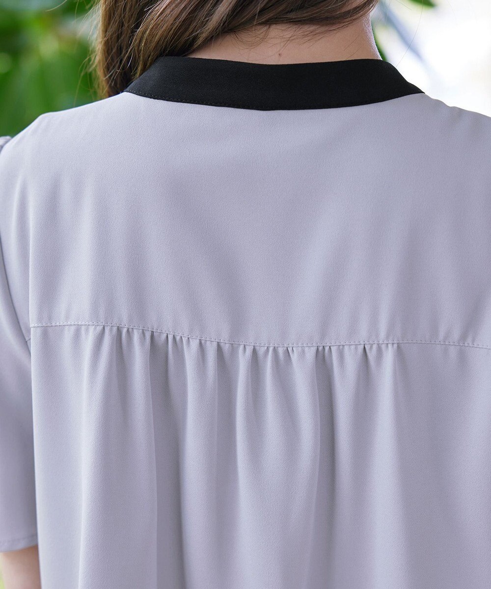 Tiaclasse L 【新色追加・洗える】フロントタック配色ブラウス 