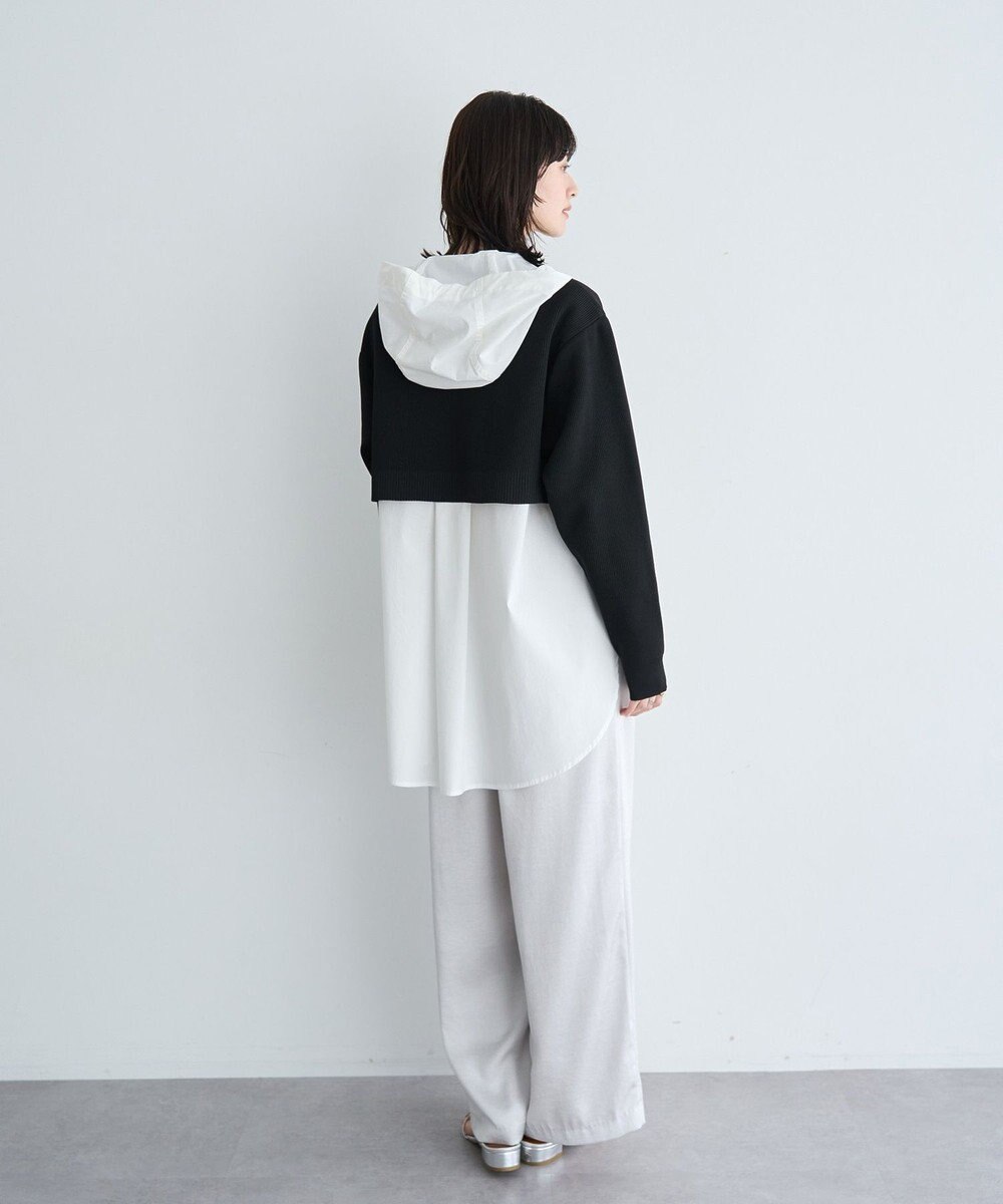 YECCA VECCA ZIPニットレイヤードフーディーシャツ 