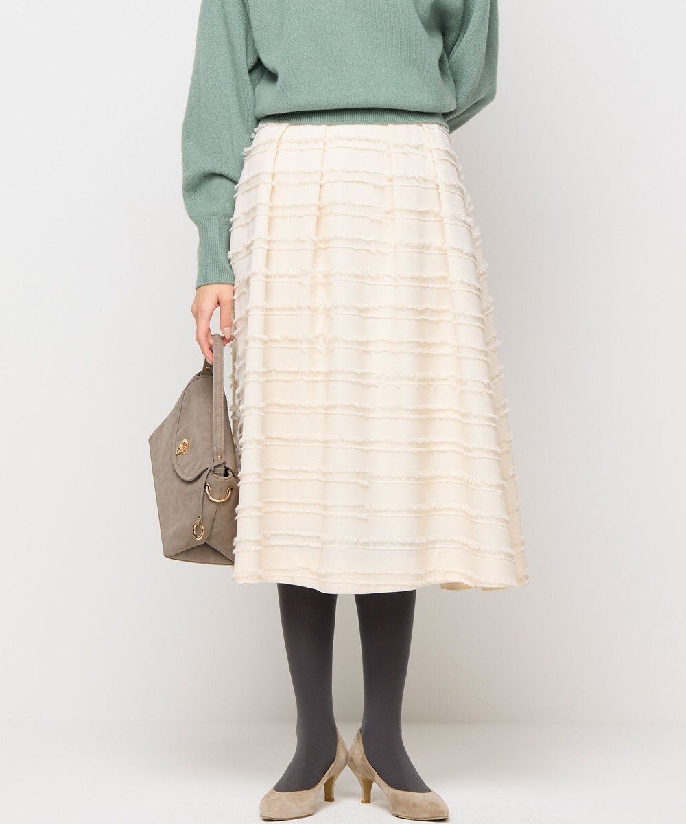 組曲 【WEB限定】ボーダーカットジャカード フレアスカート 