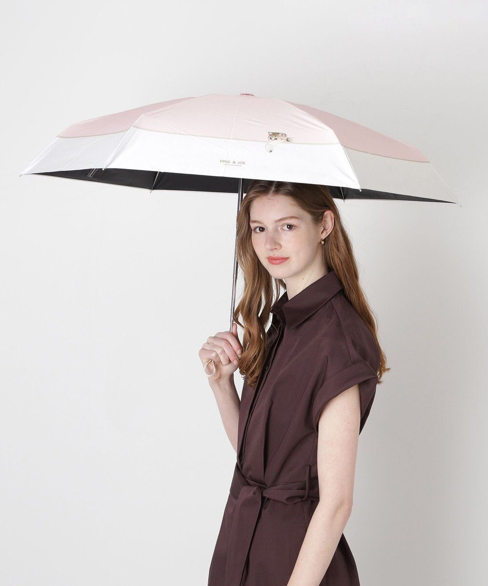 MOONBAT 【 遮光率100％/遮熱/UV/コンパクト】PAUL&JOE ACCESSOIRES(ポール&ジョー) 晴雨兼用日傘 スウィングヌネット ネコ 5段折りたたみ傘 