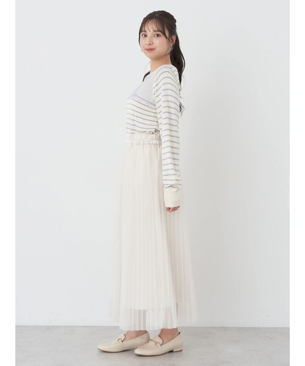 earth music&ecology レースボーダーニットプルオーバー 