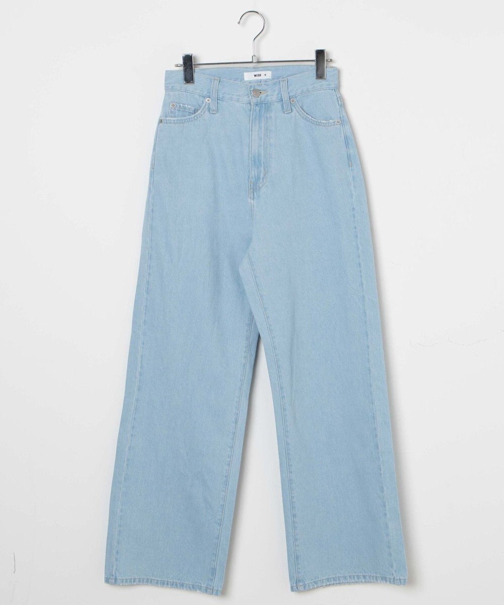 WEGO ウエストフィットワイドストレートデニムパンツ 