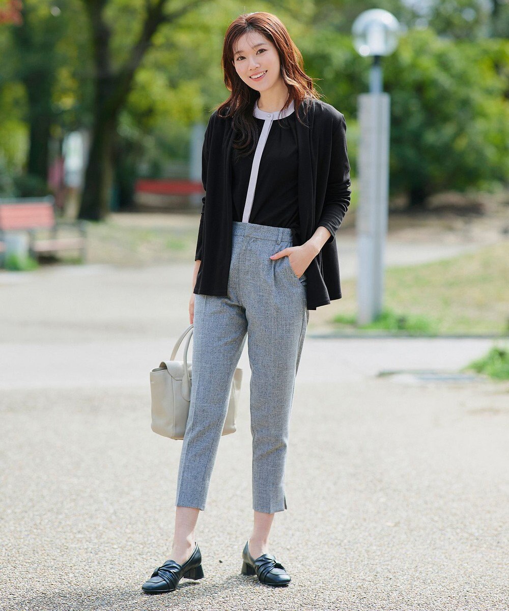 Tiaclasse L 【新色追加・洗える】フロントタック配色ブラウス 