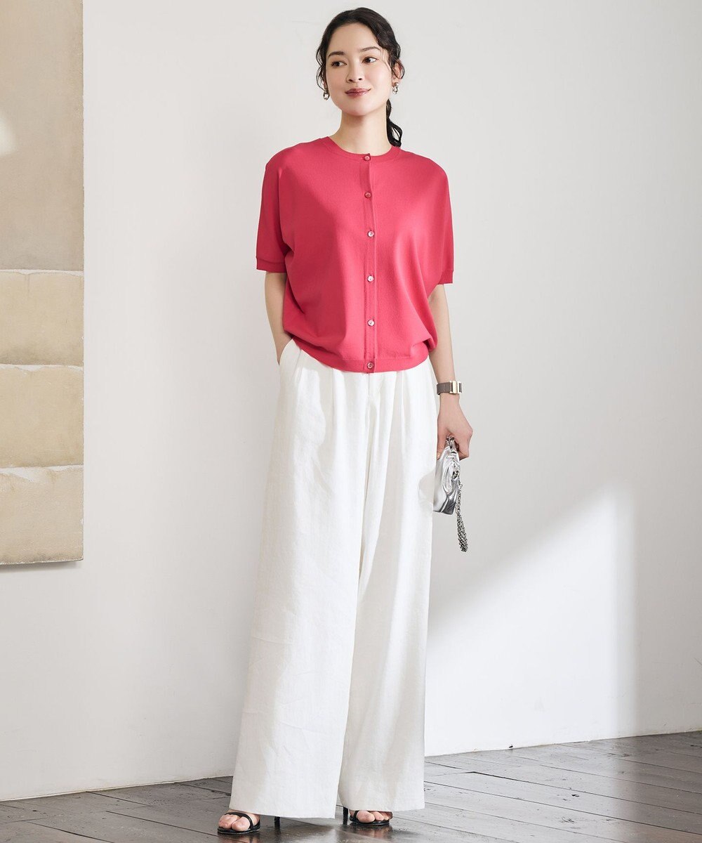 自由区 L 【SHIHOさん着用・セットアップ対応】リネンストレッチワイド パンツ 