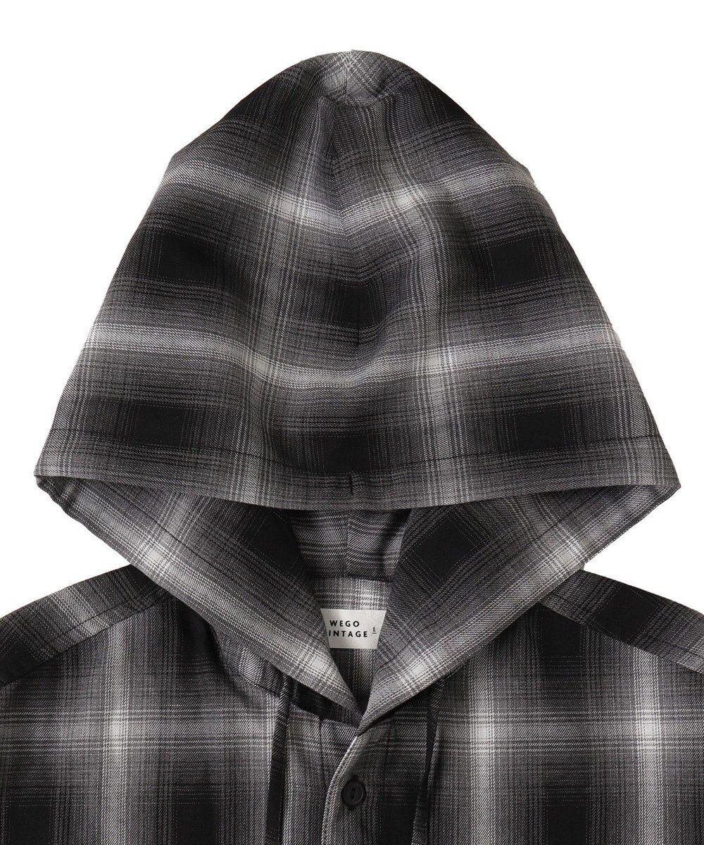 WEGO オンブレチェックフードシャツ（LS） 
