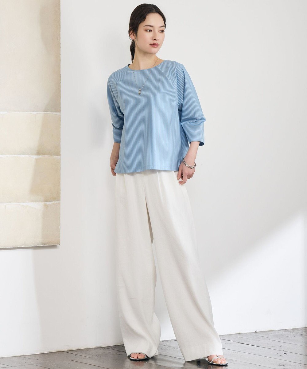 自由区 L 【SHIHOさん着用・セットアップ対応】リネンストレッチワイド パンツ 
