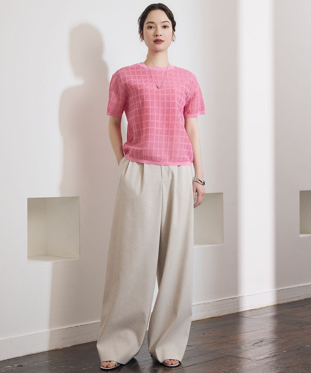 自由区 L 【SHIHOさん着用・セットアップ対応】リネンストレッチワイド パンツ 