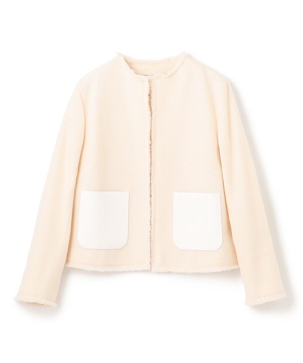 BEIGE， MILLAM / フェイクレザーパッチツイードジャケット 