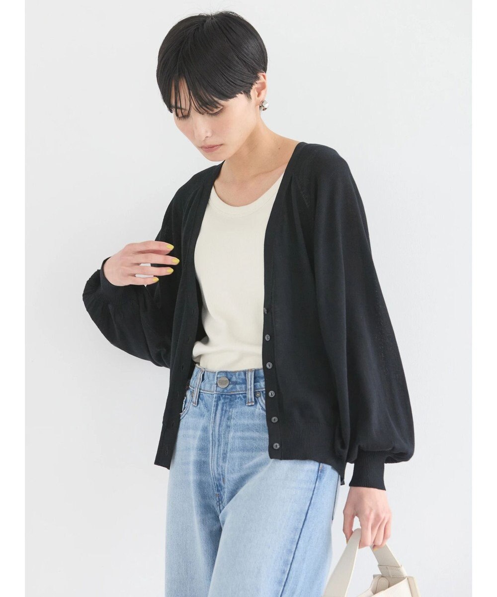 AMERICAN HOLIC 袖ボリュームショートニットカーディガン 