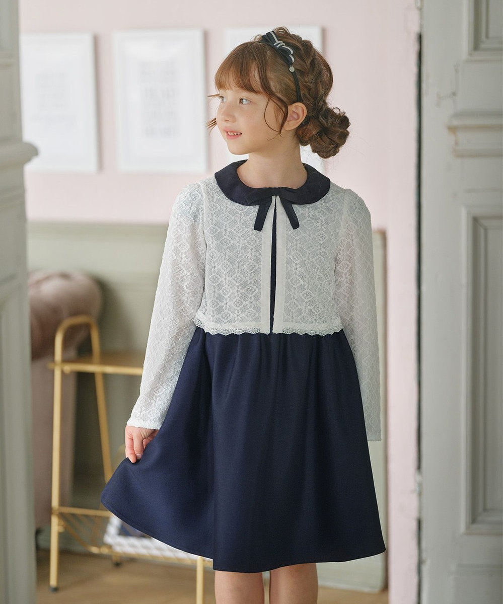 組曲 KIDS 【110-140㎝】レーシージャケット＆ワンピース セット 