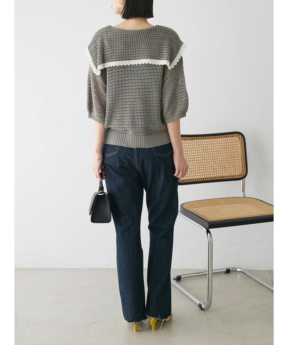 Green Parks クロシェ風セーラーカラーニット 