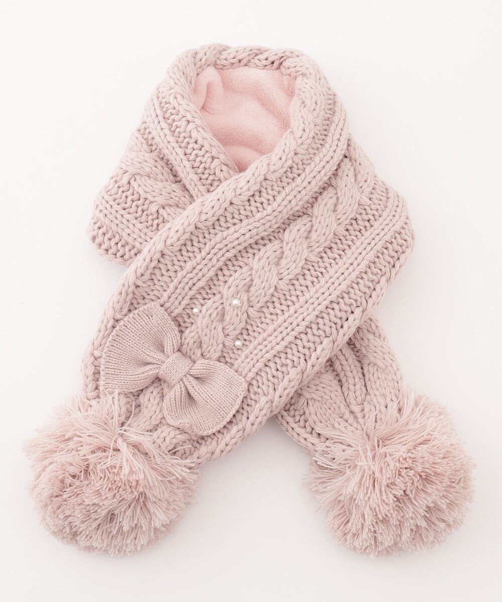 ANY KIDS ポンポン付き ケーブル マフラー 