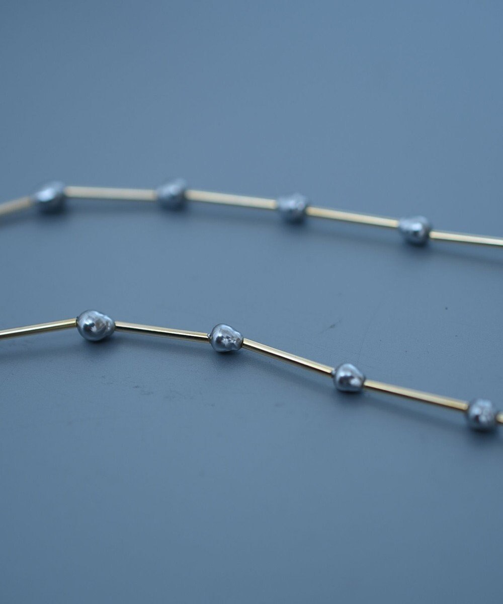 monshiro ガラスパールラインショート ネックレス 