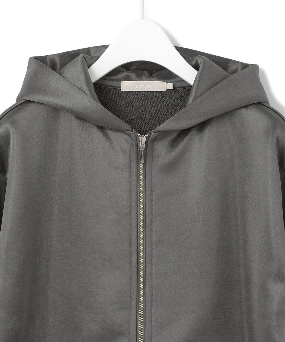 ICB 【洗える】サテンボンディング ジップアップパーカー 
