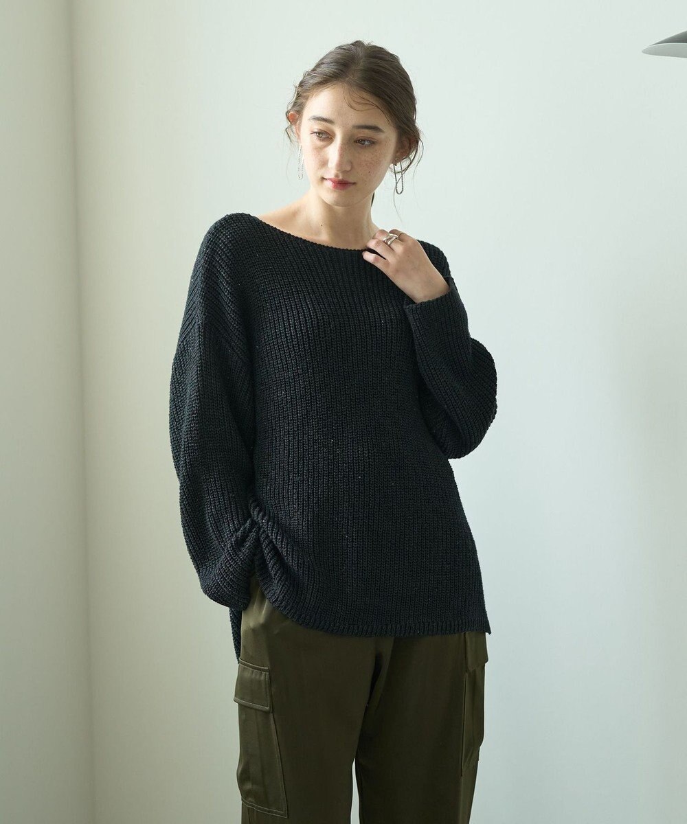 YECCA VECCA スパンコールボートネックニット 