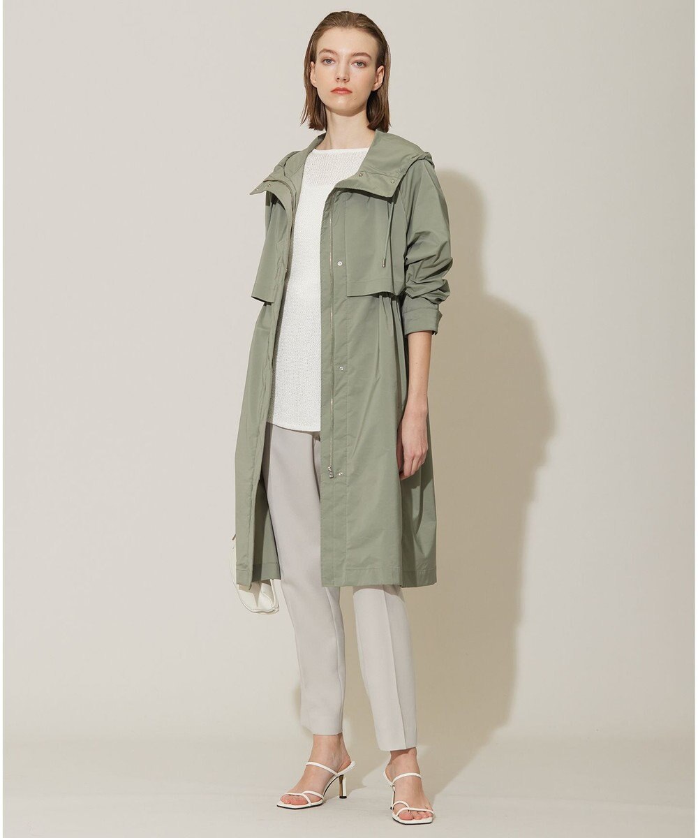 ICB 【撥水加工】 メモリーストレッチタフタ フーデットコート 