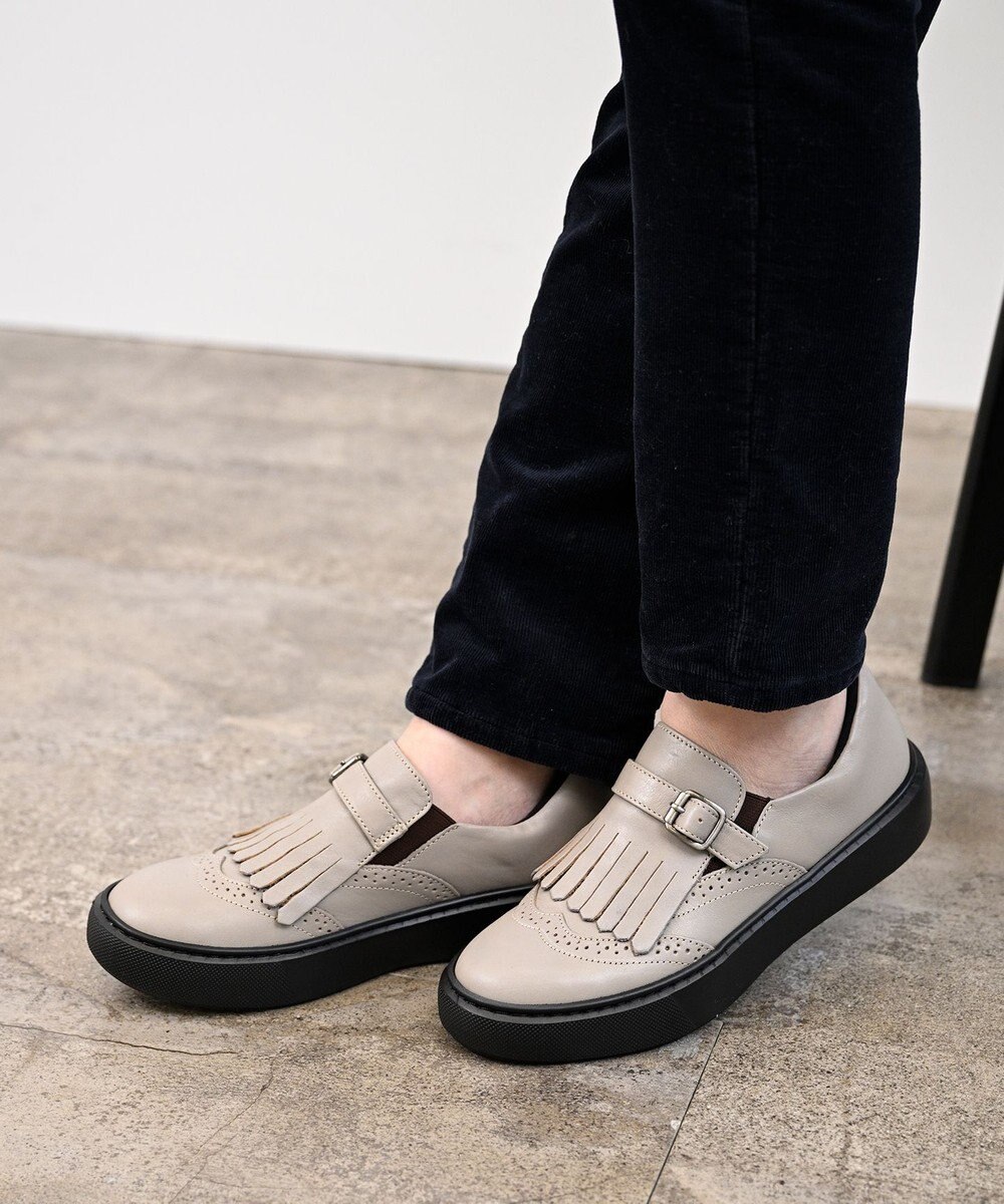 Pointer 日本製 本革フリンジ付き厚底ローファー 