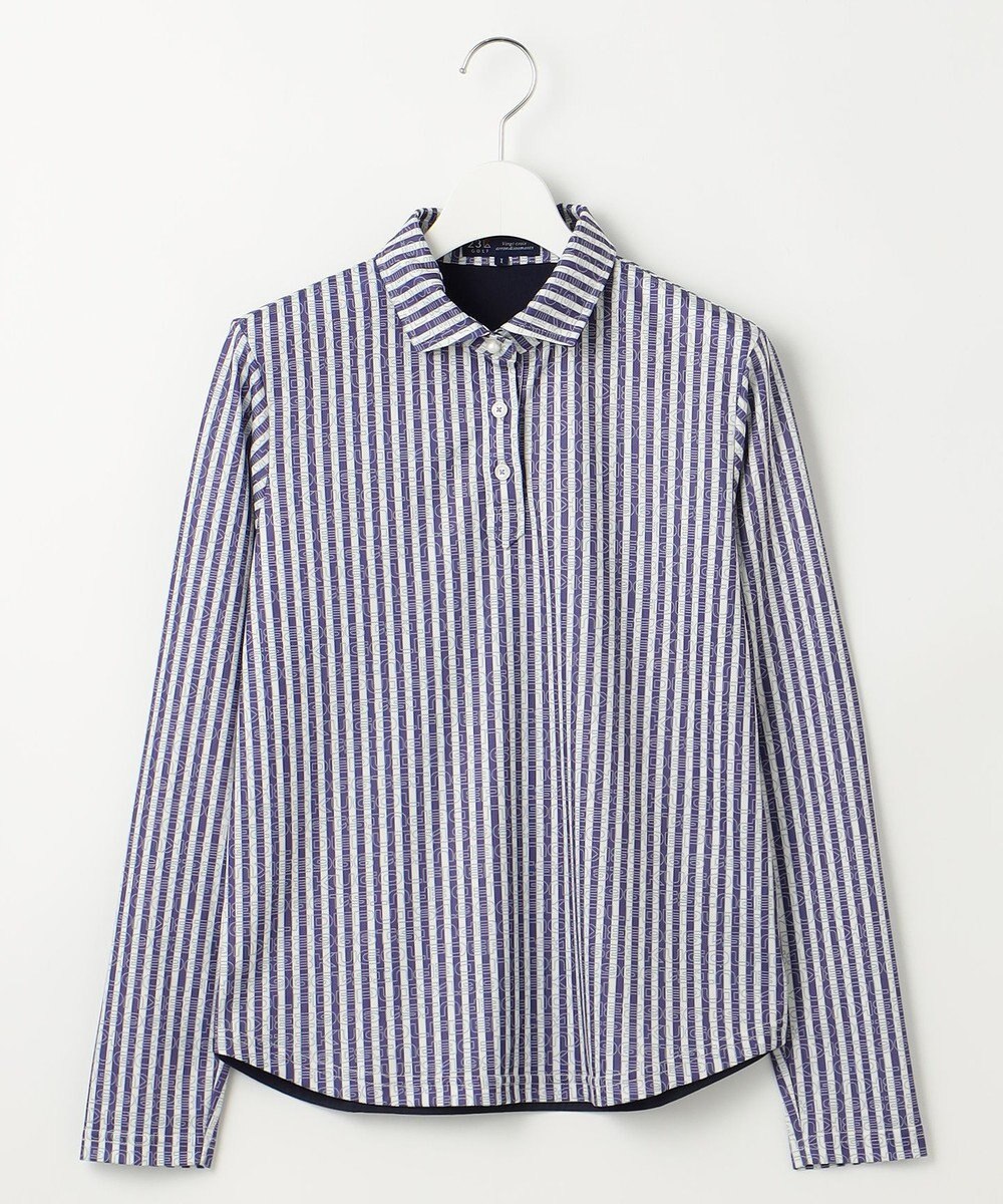 23区GOLF 【WOMEN】ロゴレイヤーストライプシャツ 