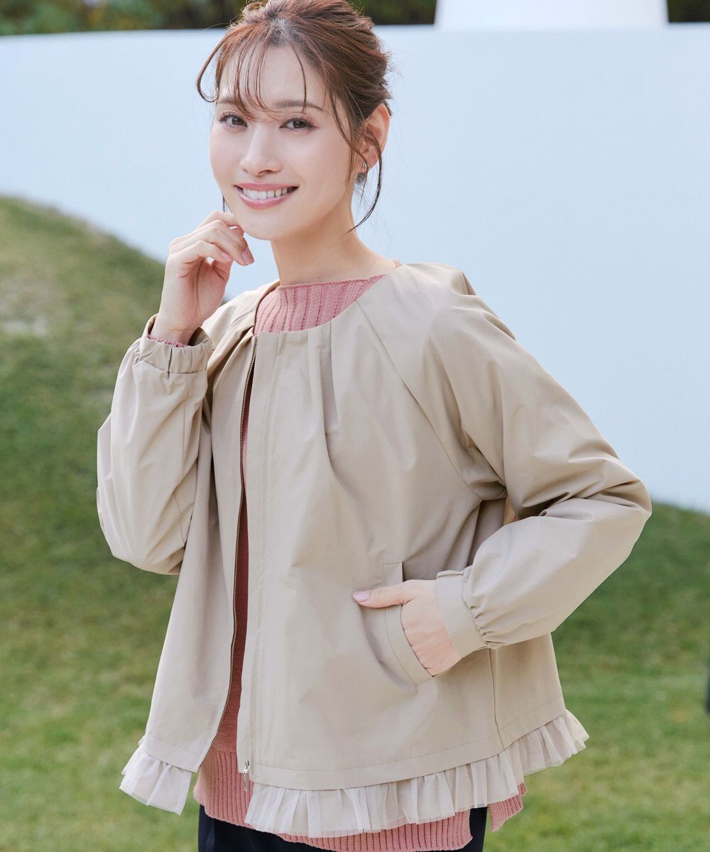 Tiaclasse チュールフリルタックブルゾン 