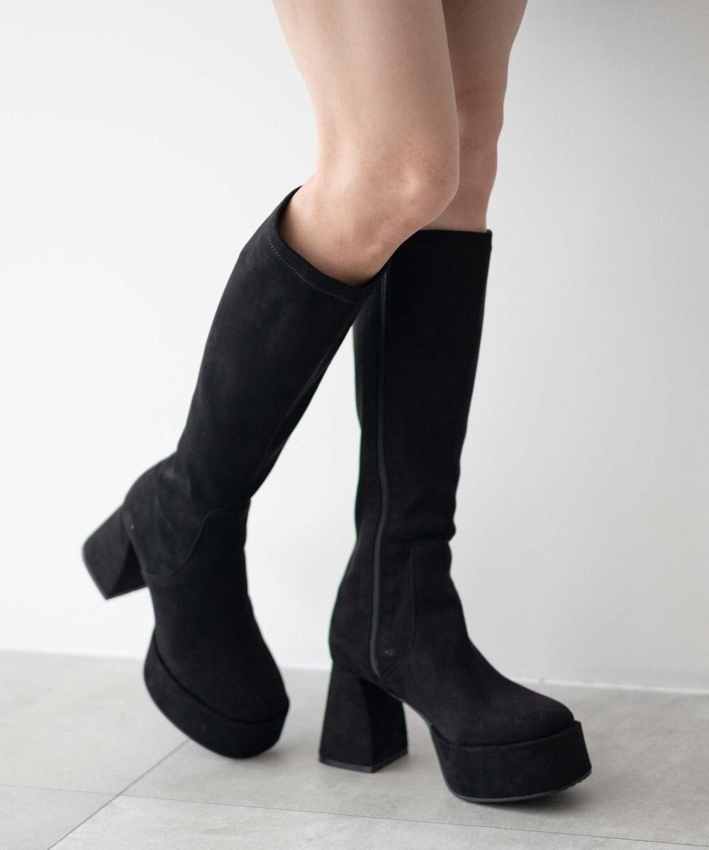 WEGO ストーム付きワイドヒールロングブーツ 